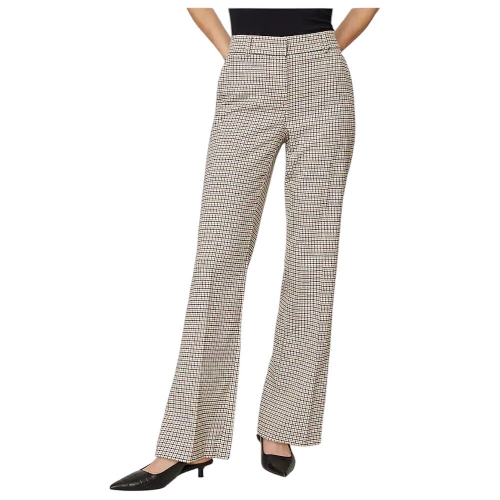 Ann Taylor Houndstooth Plaid The Jayne Mid-Rise Trouser Office Work Pants Sz 8